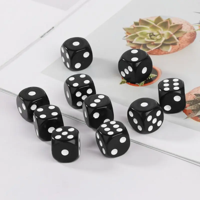 

OOTDTY 10pcs 16mm Acrylic Dice Black/White 6 Sided Casino Poker Game Bar Party Dice Acrylic Dice