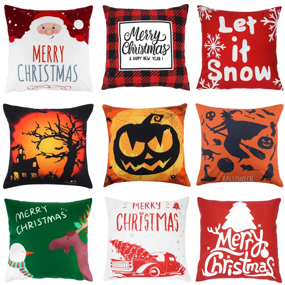 

Рождественский чехол для подушки, льняная наволочка для дивана, Хэллоуина, зимняя декоративная подушка для автомобиля, 18 х18 дюймов (45 х45 см)