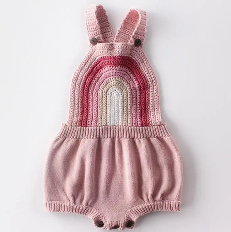 pink Детские Боди; Новинка; осенняя одежда для маленьких мальчиков; свитер ручной работы; боди для маленьких девочек; вязаные комбинезоны; одежда для маленьких девочек - Цвет: pink