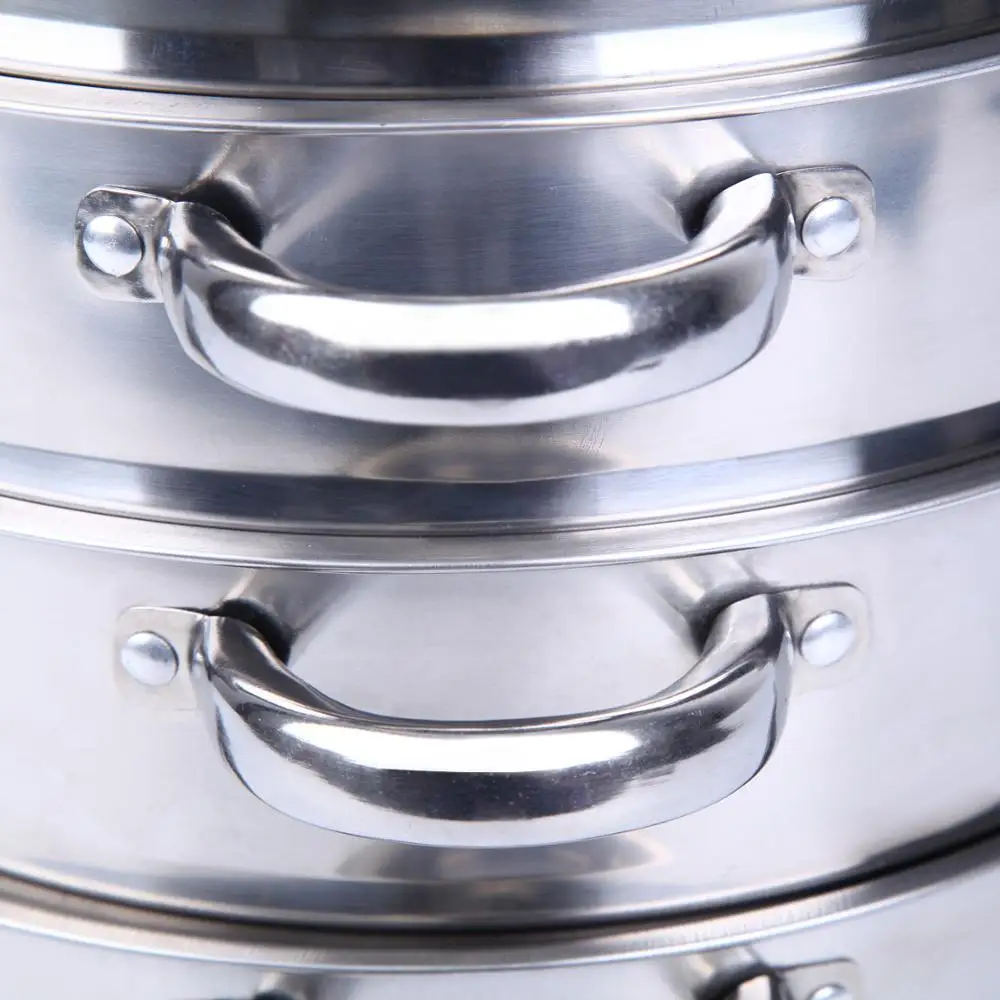 

Yonntech 30CM Stainless Steel glass lid 5 Tier Steamer Pot Steaming Cookware