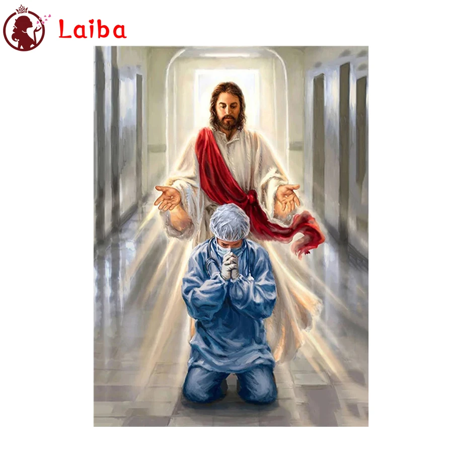 

Diamond Painting Doctor Jesus loves to save lives 5d Cross Stitch Diamond Embroidery Mosaic Gift Home Decor Needlework Picture