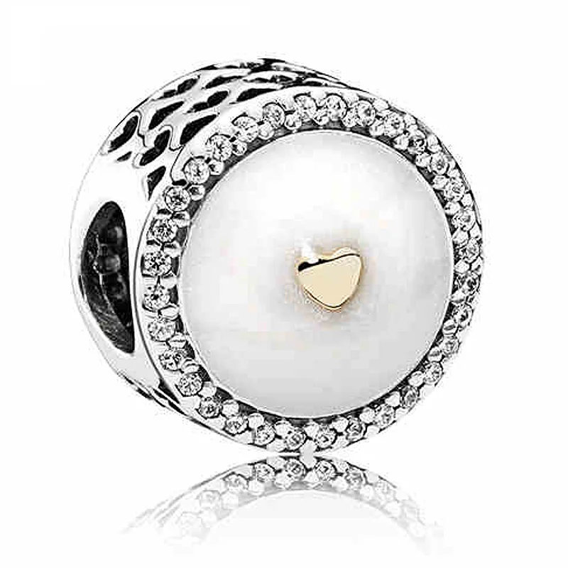 

Original 925 Sterling Silver Charm Precious Heart Bead With Enamel & Crystal Fit Pandora Bracelet DIY Jewelry