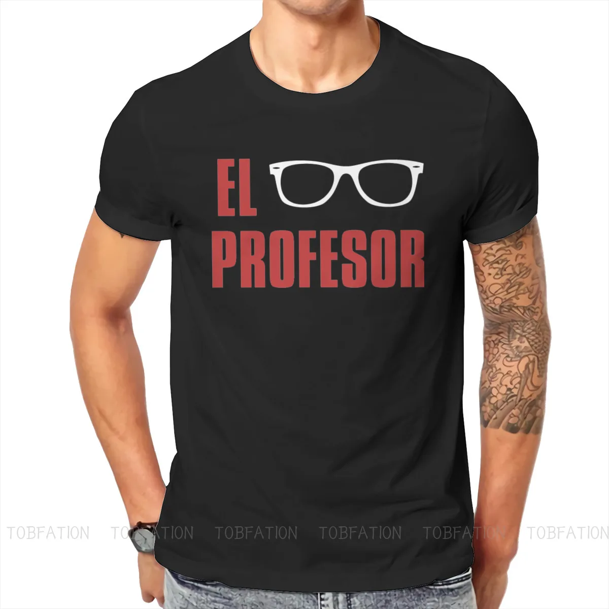 

The professor Round Collar TShirt Money Heist La Casa de Papel El Profesor TV Series Pure Cotton Original T Shirt Men Clothes