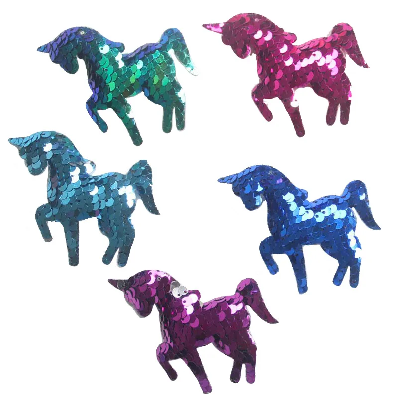 Новинка двухсторонние заколки для волос с блестками и единорогом подвески