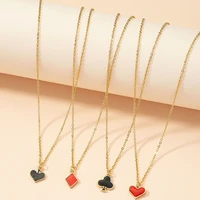 4 piecesset ins gold chain heart poker gambling irregular pendant choker necklaces trendy korean fashion women party jewelry