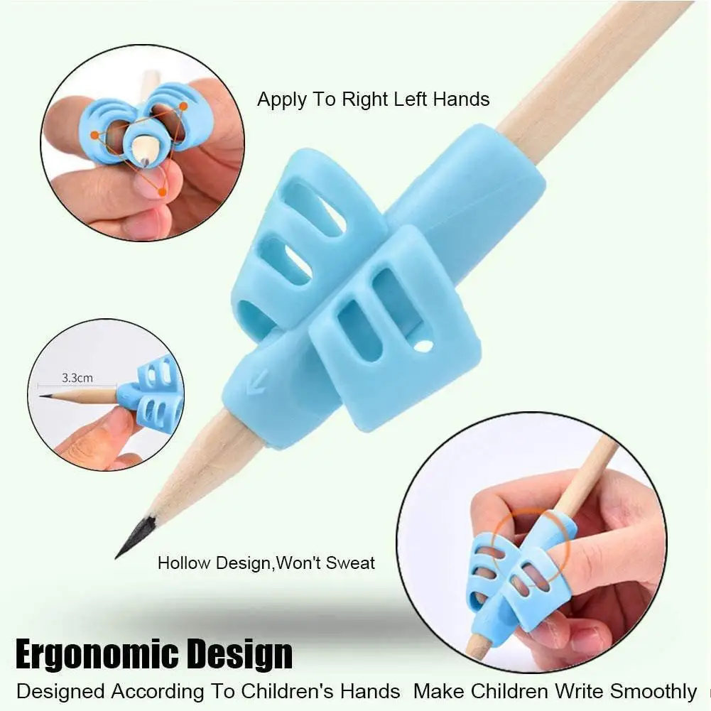 

3pcs Children Writing Pencil Pen Holder Kids Learning Posture Grip Practise Device Aid Silicone For Students Pen Correction V1S7
