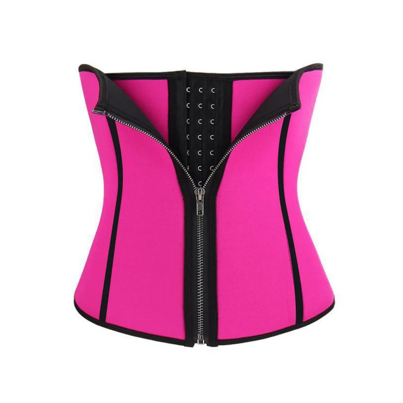 Pink Women Zipper Hook Waist Trainer Faja Waist Shaper Neoprene Slimming Belt Colombian Girdles Modeling Strap Thin Waist Trimmer - Цвет: Pink