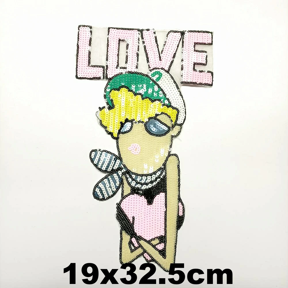 

large embroidery big love girl cartoon patches EE-3450