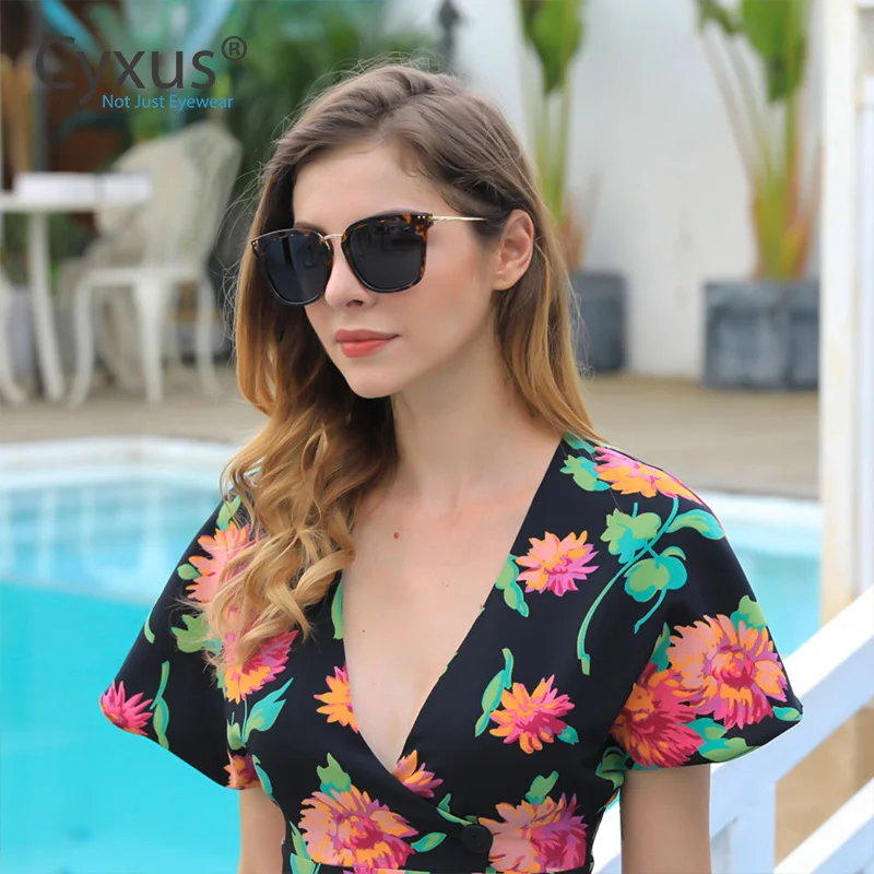 Cyxus Classic UV 400 поляризованные солнцезащитные очки зеркальные негабаритные солнцезащитные очки с защитой UVA UVB для женщин-1913