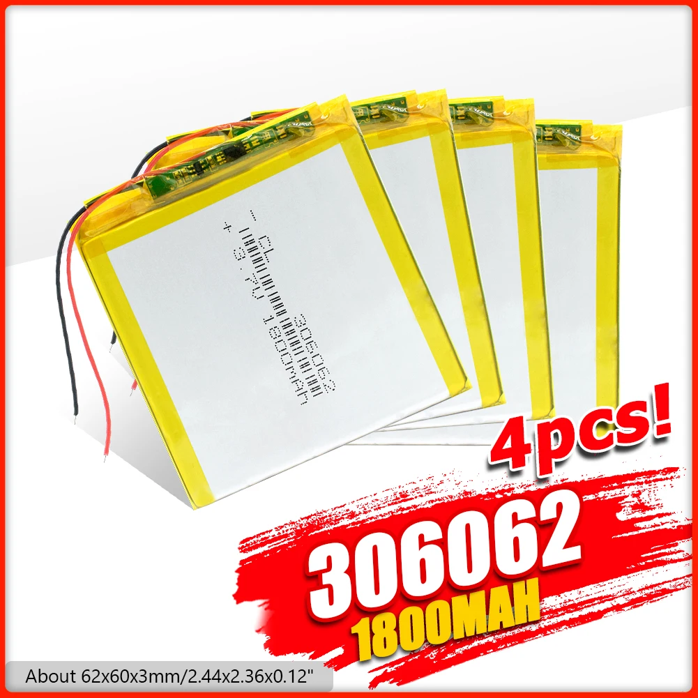 Новый литий ионный Литий полимерный аккумулятор 2/4 перезаряжаемый 306062 мАч камера