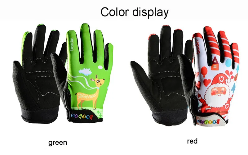 Boodun Kids Cycling Microfiber Gloves for Boy Bike Racing Riding Long Finger Tough Screen 3D Gel Gloves for Sport Wear M L