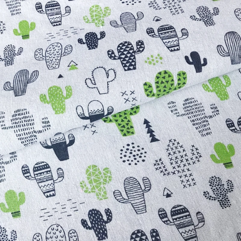 

Cactus Cotton Linen fabric printing Cotton Cloth for DIY Handmade Textile Sewing Bags Tablecloth Material