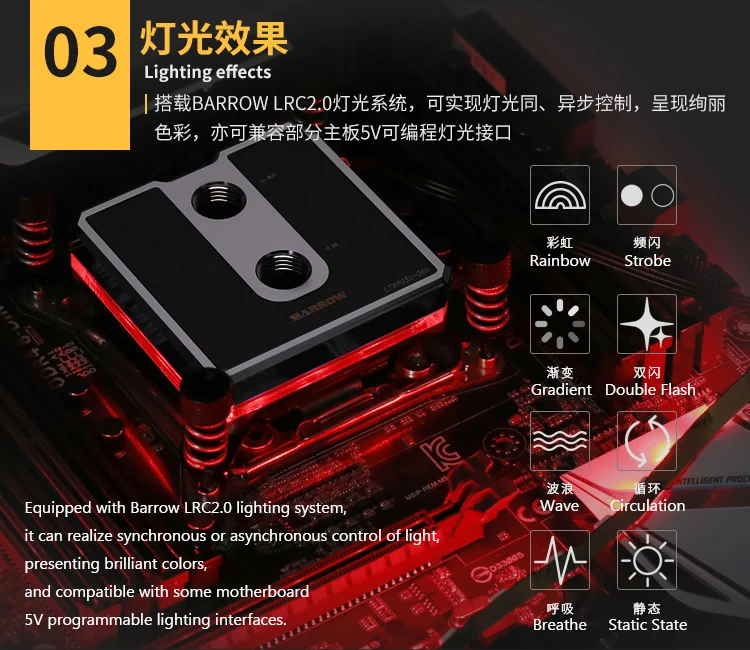 Барроу водоблок для процессора для AMD AM3 AM4 платформы выделенный LRC2.0 5V 3Pin высокой плотности Jetting микро-Водный LTCB03A-04N