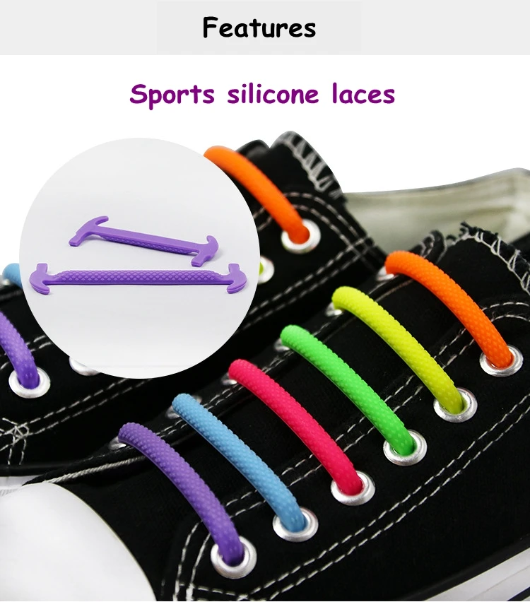 

16pcs/lot Silicone Shoelaces Elastic Semicircle Silicone Shoelace Special No Tie Shoelace Men Women Shoe Laces Rubber Zapatillas