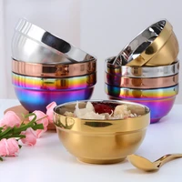 creative double layer soup and rice single bowl adult children family universal bowl titanium plated 304 stainless steel bowl
