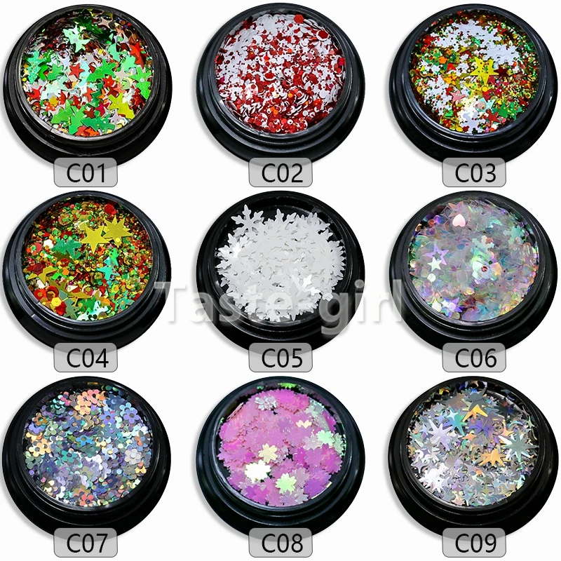 1 Набор ультратонких рождественских блесток для ногтей мини-блестки красочные 3d