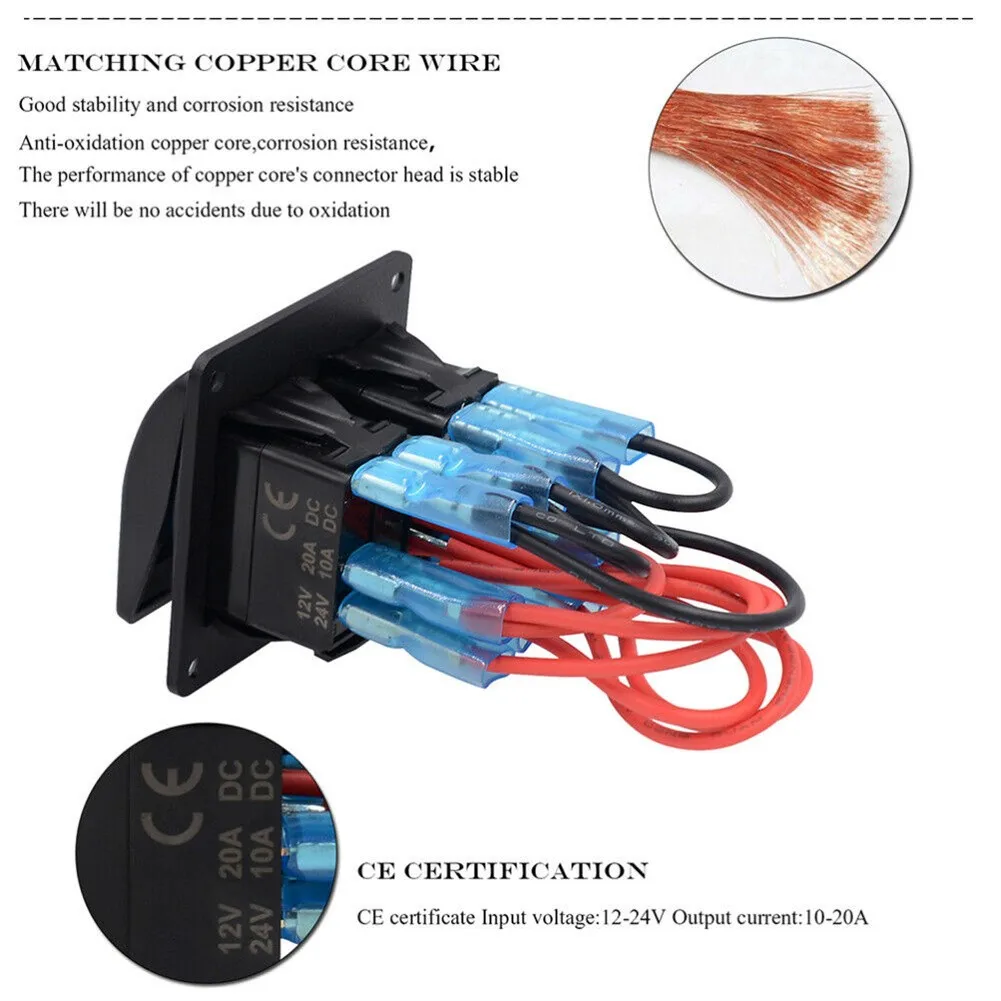 

Rocker Switch Aluminum Panel With 5-pin 2 LED Backlight 2 Sets Of Toggle Switch Dashboard Automobile Refitting Switch