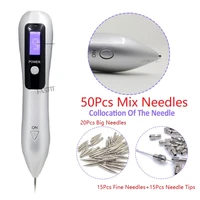 9 level led lighting laser plasma pen mole dark spot removal pen freckle tattoo remover tool with 50pcs mix needle for skin care