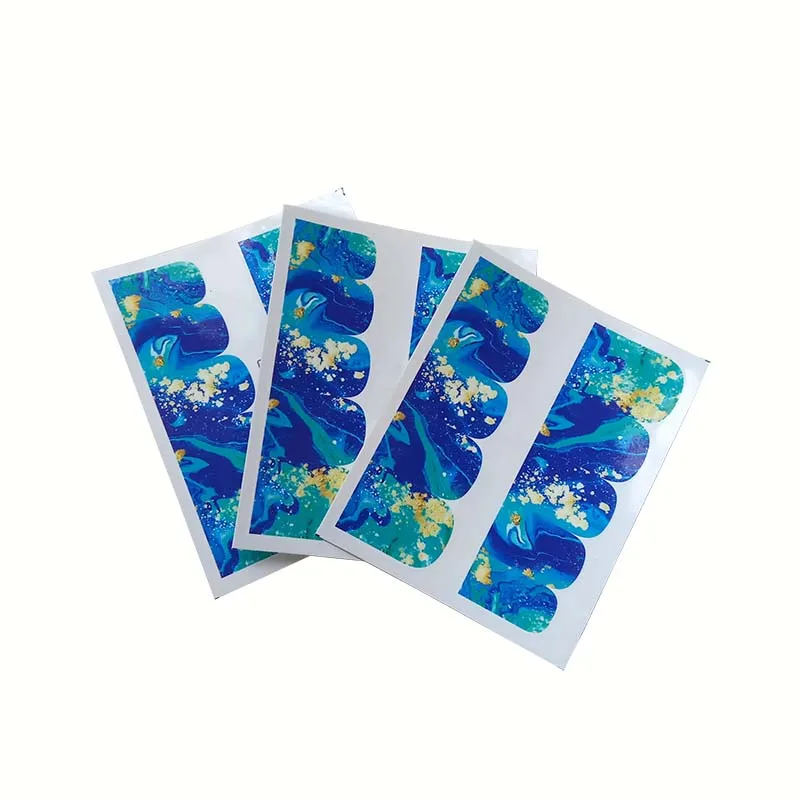 Наклейки для дизайна ногтей со сложными градиентными мраморными узорами модные