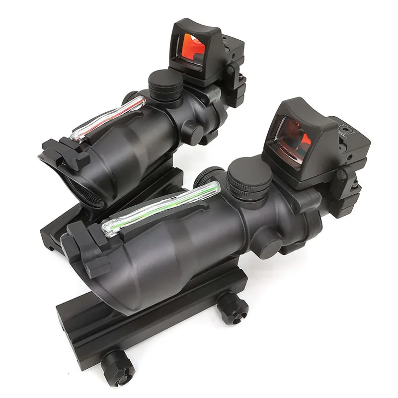 Тактический охотничий прицел ACOG 4X32 Сетка волокно зеленый красный с подсветкой RMR