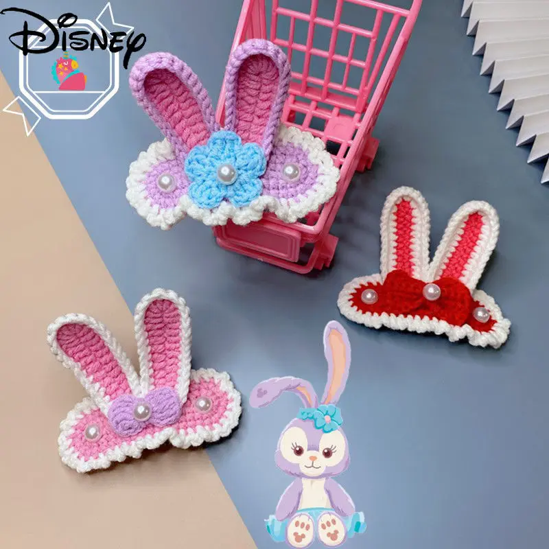 

Disney Cartoon Three-dimensional Star Dailu Hairpin Disney Cute Bunny Ears Girl Heart Headdress Handmade Knitted Clip Tide