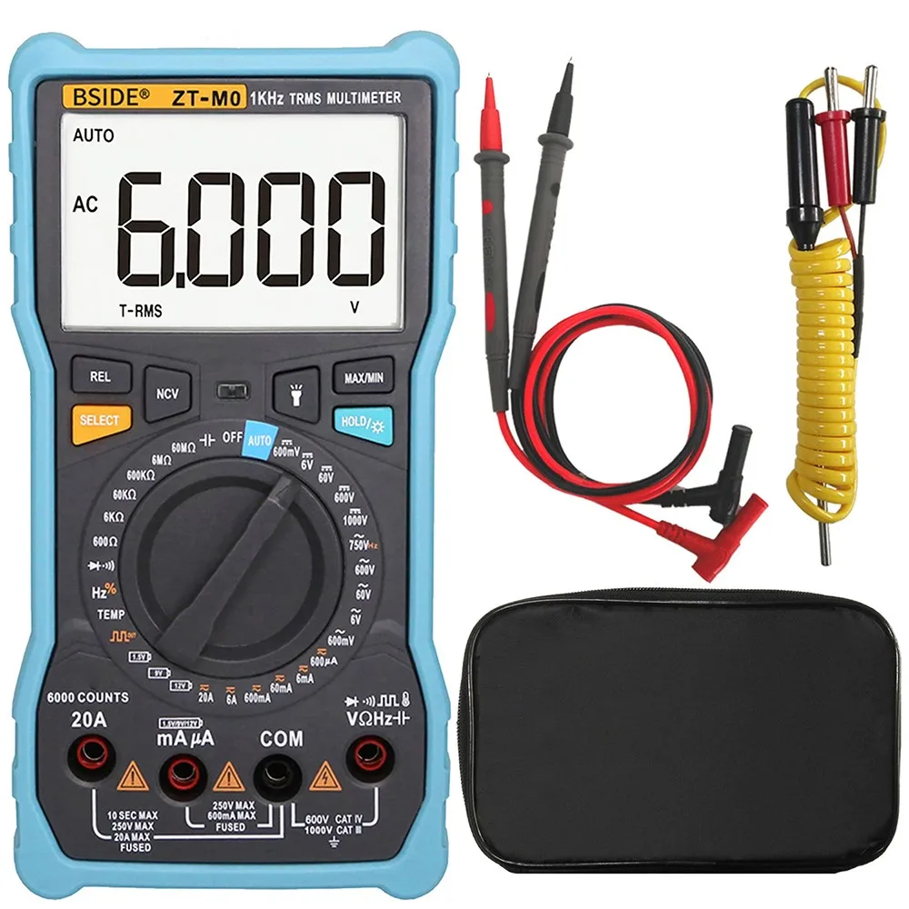 

BSIDE ZT-M0 Digital Multimeter True RMS 6000 LCD Display DC/AC Current Voltage Capacitance Resistance Temperature Test
