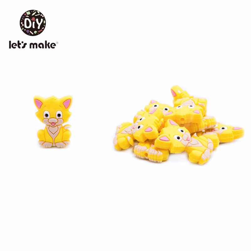 Let's Make-mordedor de silicona para beb&eacute;s, cuentas de silicona, venta al por mayor, juguetes de dentici&oacute;n de Enfermer&iacute;a de dibujos animados para dientes, mordedores de grado alimenticio, 20 Uds.-5