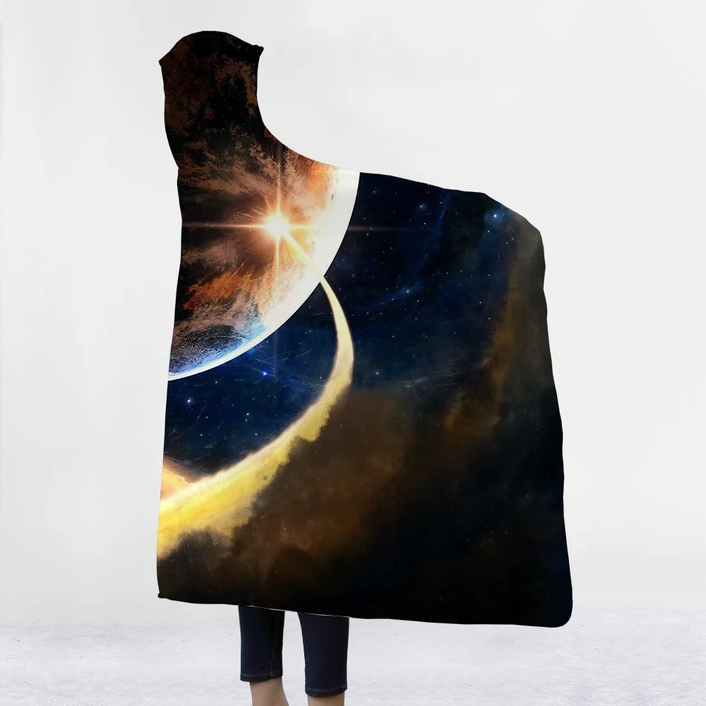 Одеяло с капюшоном Cosmic Galaxy, утепленный плащ из микрофибры, волшебная Сиеста, семейная одежда, одеяло для детей, Прямая поставка