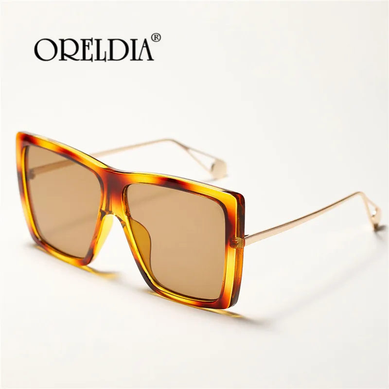 Очки солнцезащитные женские с леопардовым принтом винтажные большие квадратные