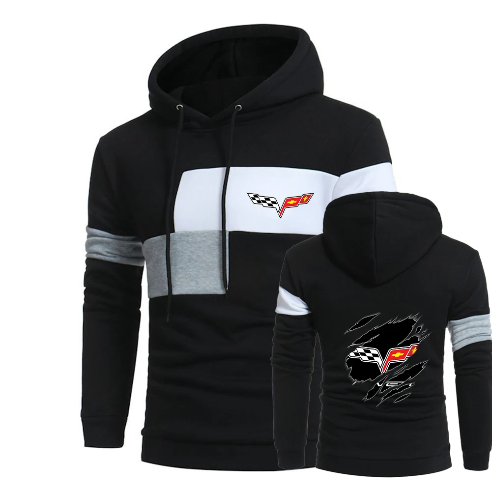 

NEW Mens Corvette Logo Spring Custom Sports Hoodies Print Hooded Leisure Tops Male Pure Cotton Pullover Sweatshirts