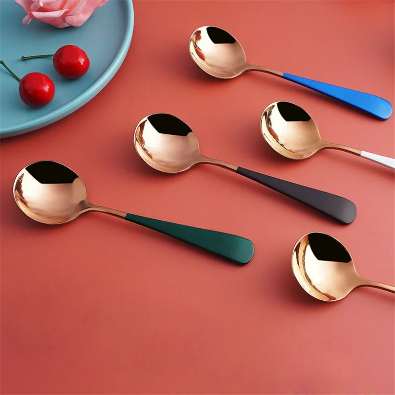 Столовая посуда 4 шт./компл. ложки цветная чайная ложка Золотая 8 цветов кофейная