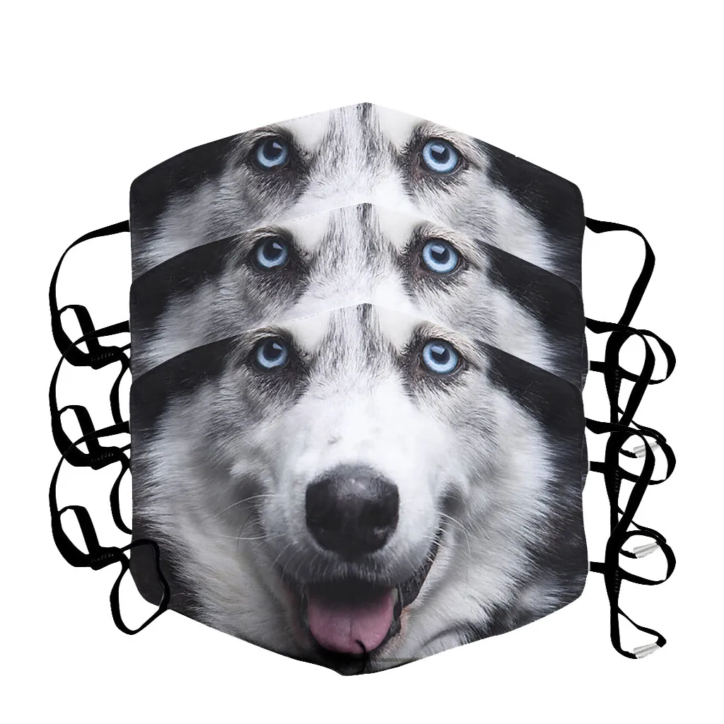 3 шт. многоразовые пылезащитные Чехлы для лица с 3D принтом животных|Маска