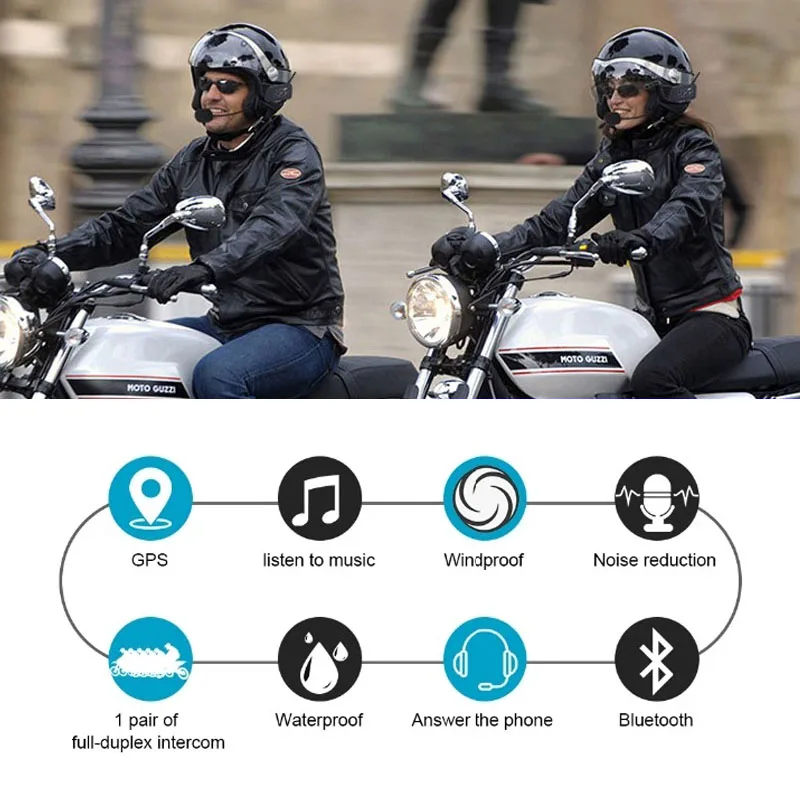 Bluetooth-гарнитура Intercom V6 для мотоцикла водонепроницаемое переговорное устройство