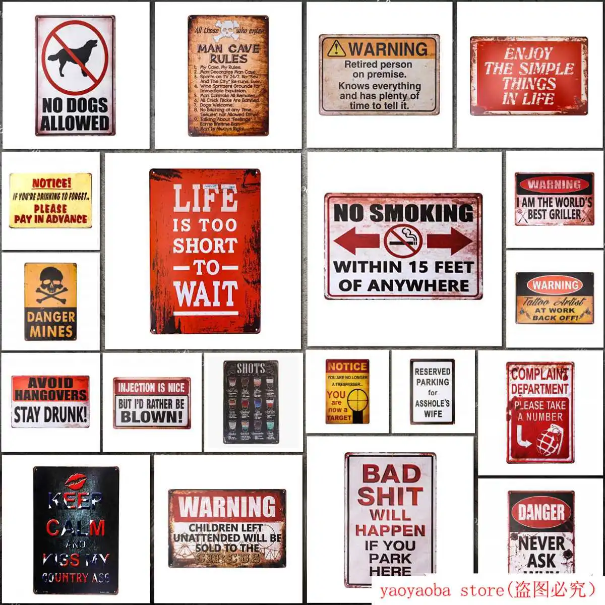 

dingleiever-Man Cave Rules Top 10 Gameroom Bar Pub Novelty Tin Sign Metal Painting Tin Sign Wall Decor Board Retro Pub