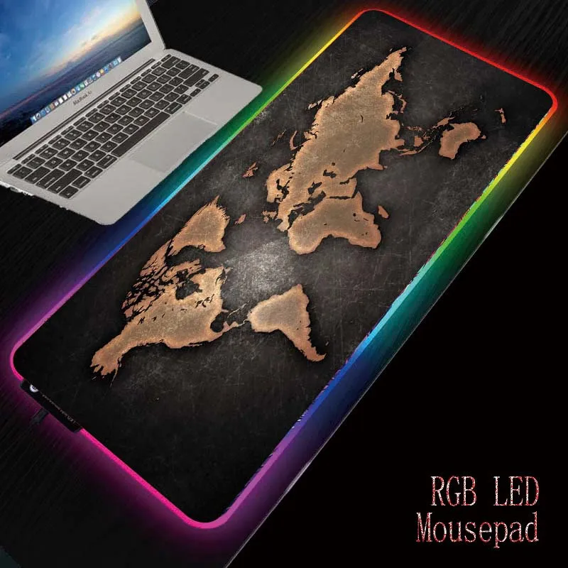 

MRGBESTRGB World Map Gaming Mouse Mat Large RGB Mouse Pad 7 Kinds of Light Illumination Modes Computer LED Backlight Mousepad