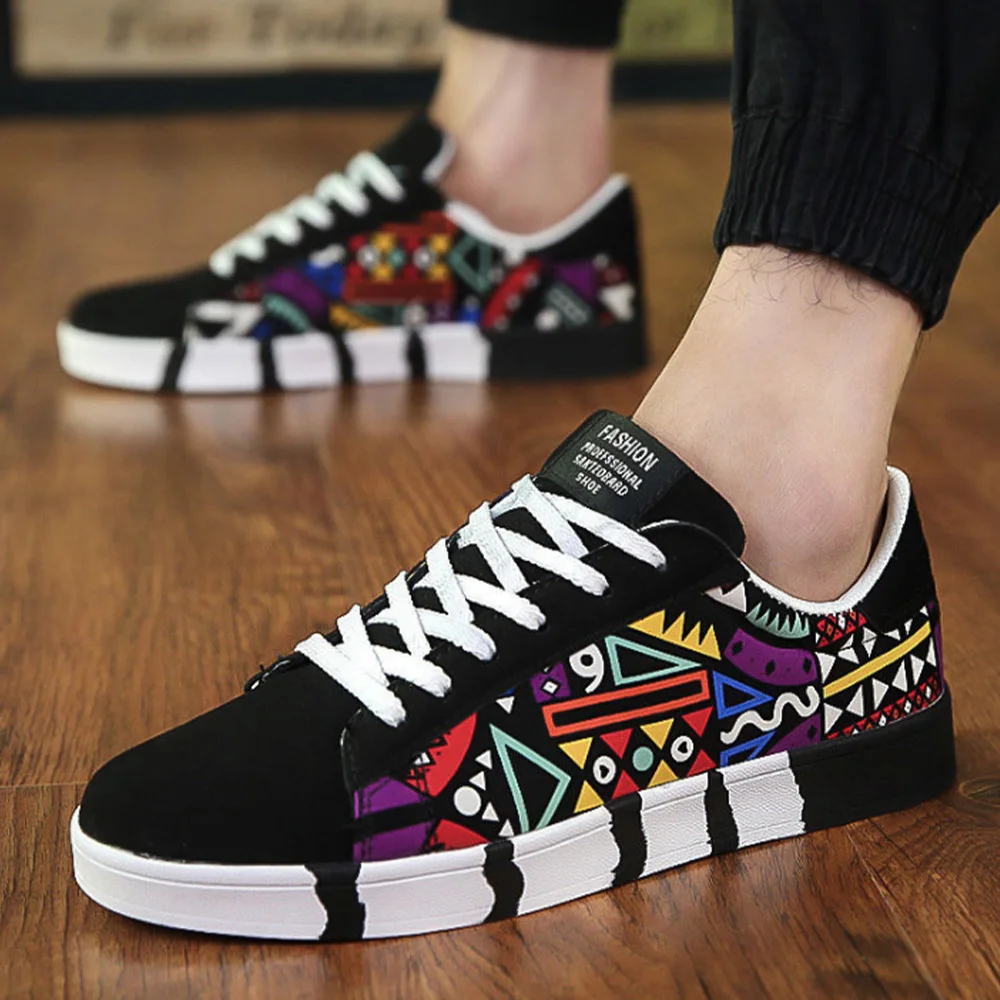 

Мужские повседневные кроссовки, плоская Вулканизированная подошва, с принтом, для влюбленных