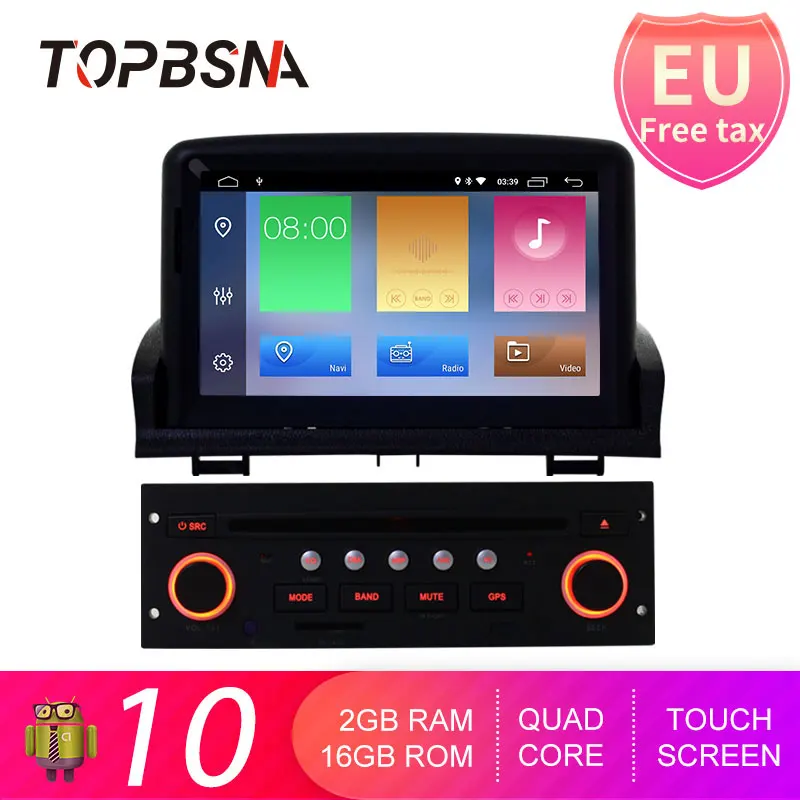 Автомобильный DVD плеер TOPBSNA на Android 10 для Peugeot 307 2007 2011 GPS навигация Wi Fi мультимедиа 1 din автомобильное радио