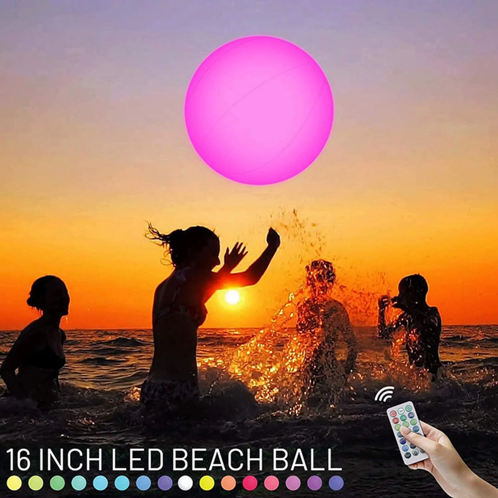 

Pool Toy 16 Colors Glow Ball 16'' Inflatable Led Light Up Beach Ball With Remote Water Toys Juguetes Playa Jouet Plage Для Пляжа
