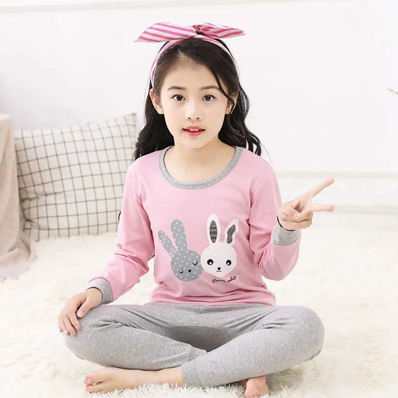 

Autumn Pajamas Baby Kids Girls Boys Cartoon Printed Sleepwear Set Long Sleeve Blouse Tops+Pants Pajamas