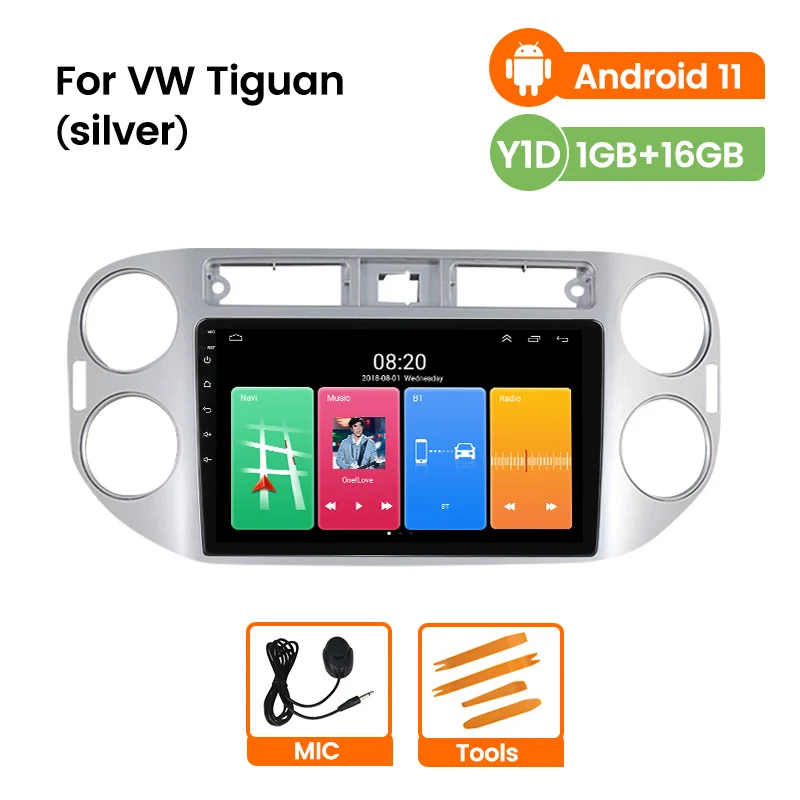 Автомобильный стереоприемник для VW Tiguan silver 2 Din Android радио Carplayer MP5 мультимедийный