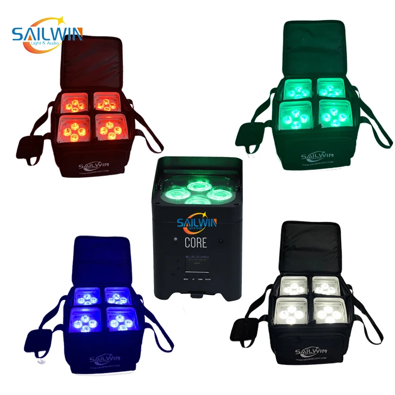 

EU 4X LOT Sailwin New 4X18W APP Mobile Control Battery WIFI LED Par Light DJ Stage Lighting For Wedding Party With Travel Bag