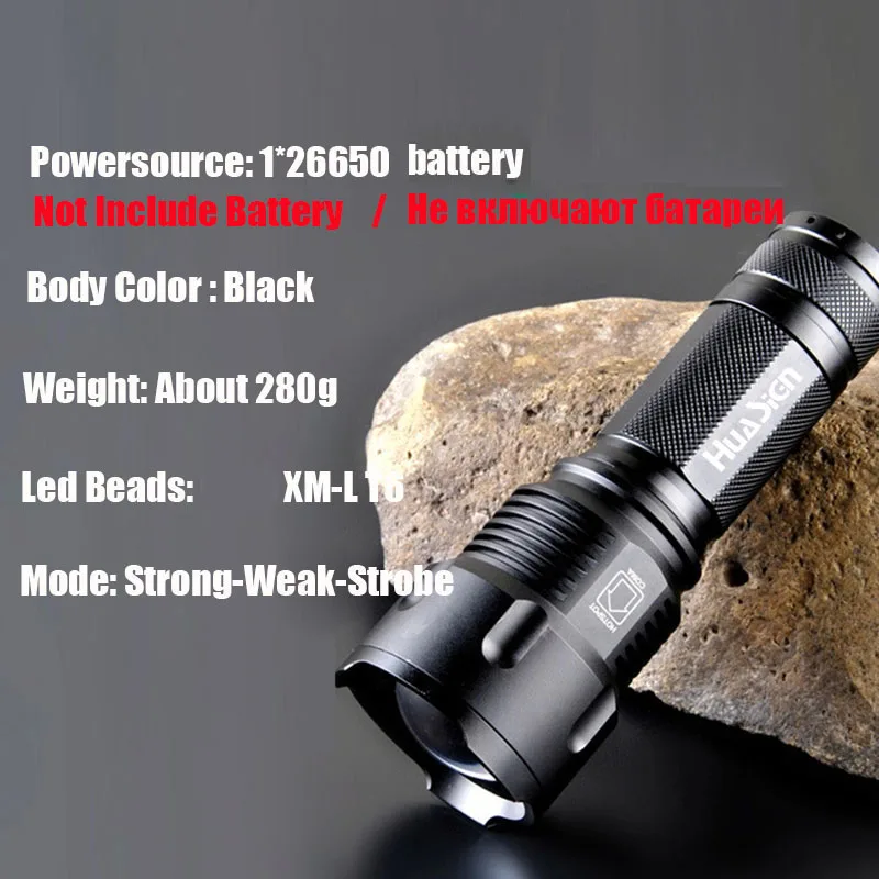 Сильный люмен XML T6 тактический светодиодный фонарик высокой мощности зум яркий