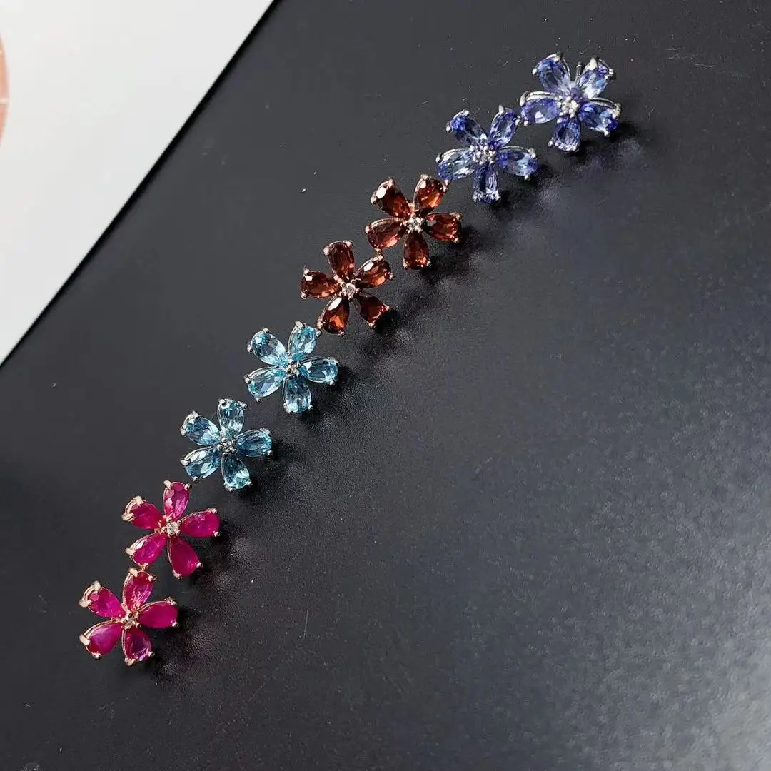 Модные Серебристые серьги-гвоздики из натурального танзанита 3 мм х 5 | Украшения