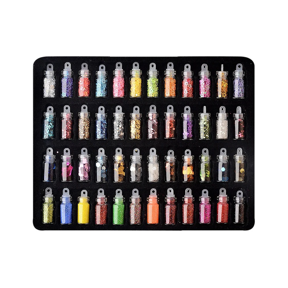 Горячая Распродажа 48 цветов стеклянная бутылка украшения для ногтей Блестящие