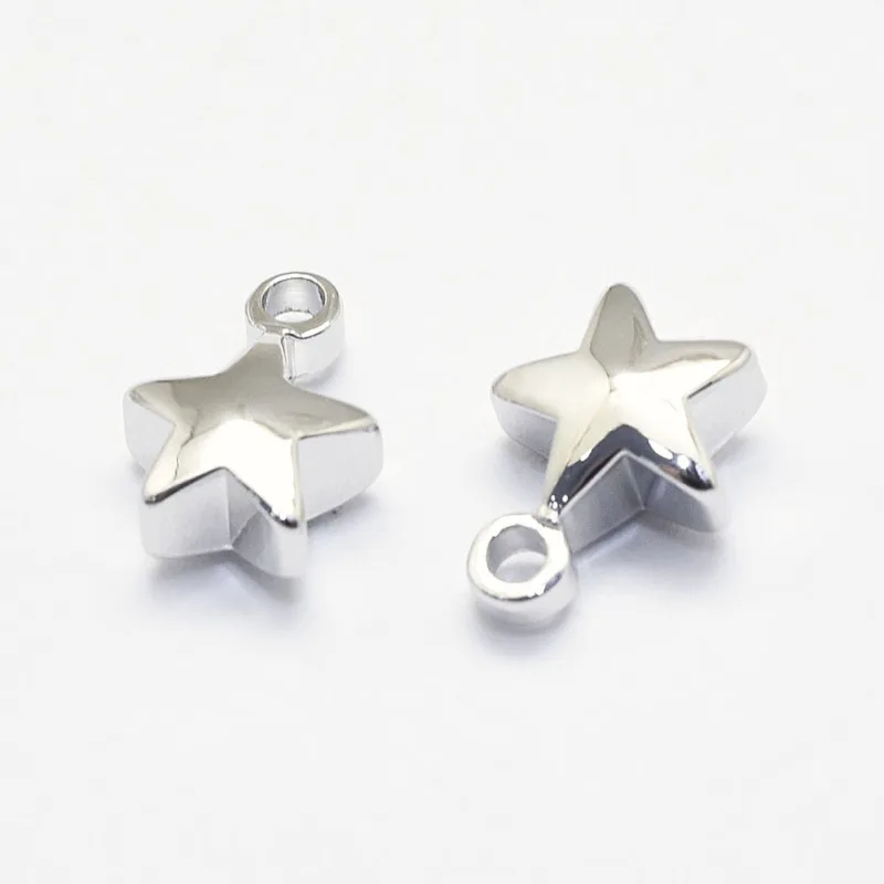 

100pcs Long-Lasting Plated Brass Star Charms Pendants for necklace jewelry making DIY Crafts,Nickel Free,7.5x5.5x3mm, Hole: 1mm