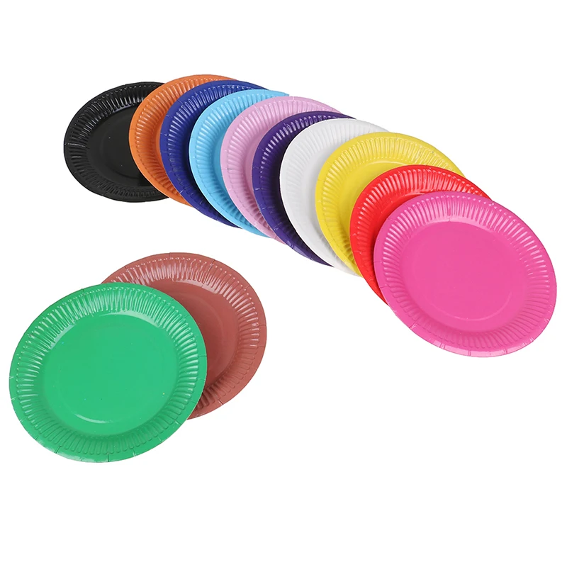 

10PC Disposable Paper Plates Dot Birtay Party Plate Fruit Plate Cake Tray Tableware Birtay Party Supplies