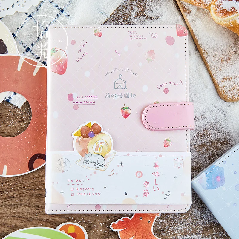 Kawaii Cat Чехол из ПУ кожи с магнитной Тетрадь ежедневнике Чехлы для девочек тетрадь