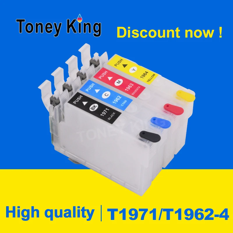 

Toney King T1971 Refillable Ink Cartridge For Epson Expression XP-101 201 211 401 204 104 214 411 WF-2532 Printers With Chip