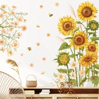 classic sunflowers wall stickers for living room bedroom sofa tv background wall decorative vinyl pvc diy wall decals home decor