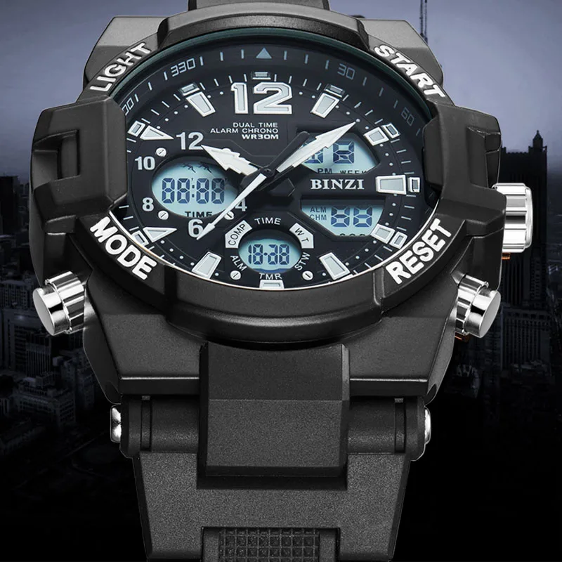 Электронные наручные часы Мужские Цифровые светодиодный Роскошные ударные